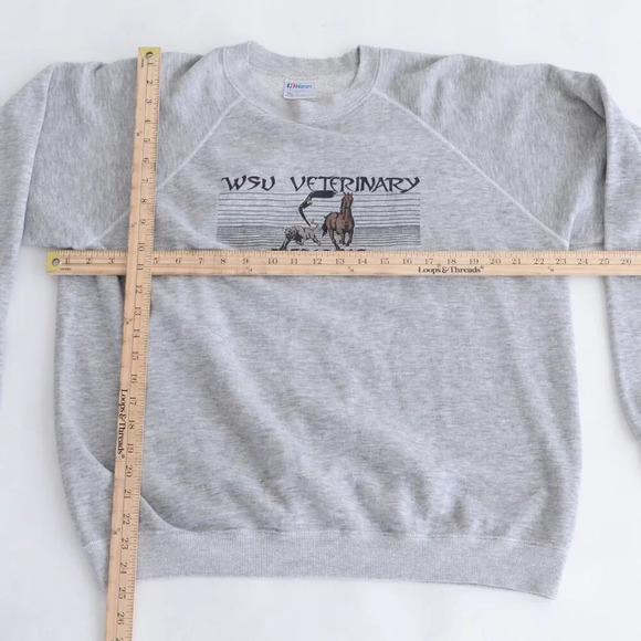 Vintage 90S Hanes Gray Wsu  Veterinary Medicine Crew Neck Sweater Size 2XL - Picture 3 of 9